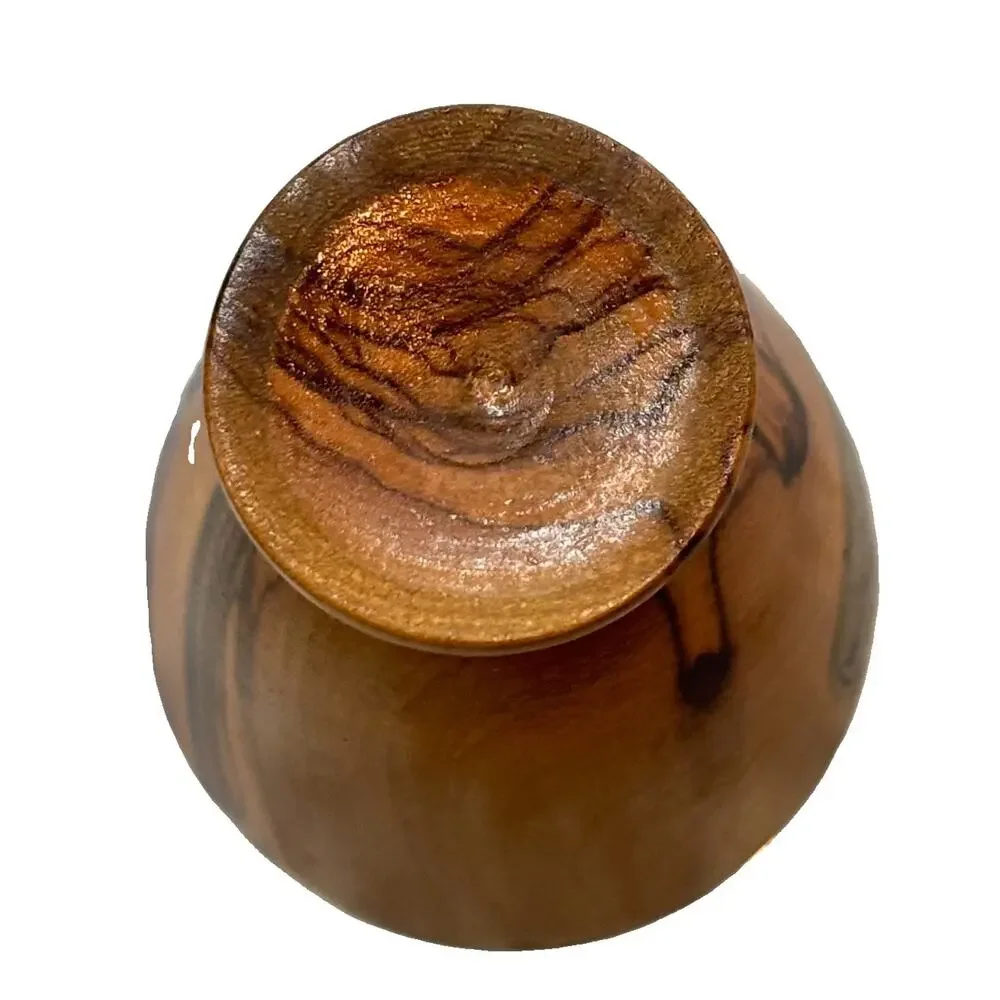 Jerusalem Olive Wood Bud Vase Handcrafted Natural Wood Grain 3.5